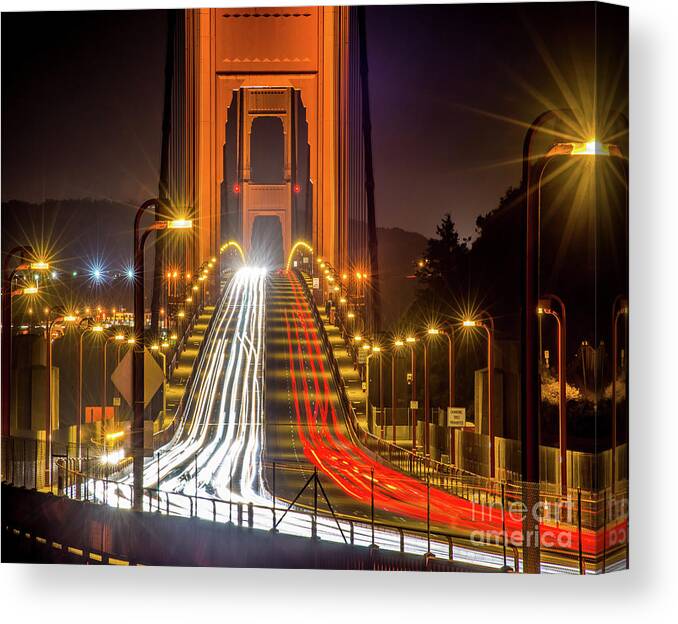 Golden Gate Traffic Canvas Print featuring the photograph Golden Gate Traffic by Michael Tidwell