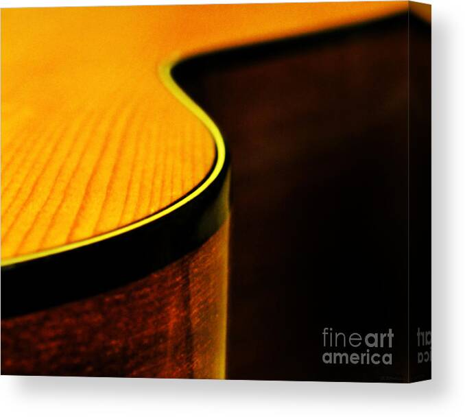 Abstract Canvas Print featuring the photograph Golden Guitar Curve by Deborah Smith