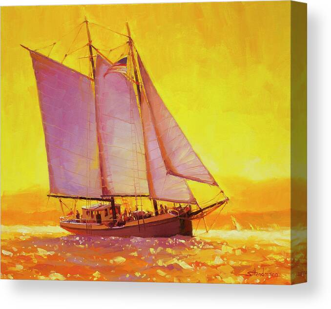 Sail Canvas Print featuring the painting Golden Sea by Steve Henderson