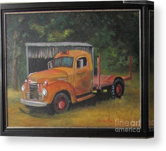 Golden Truck Canvas Print featuring the painting Golden Truck by Barbara Haviland