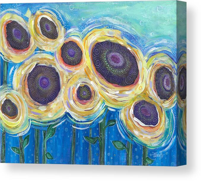 Sunflower Painting Canvas Print featuring the painting Wild and Free by Tanielle Childers