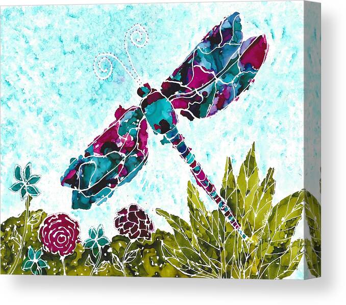 Dragonfly Canvas Print featuring the painting Good Vibrations II by Kathryn Riley Parker