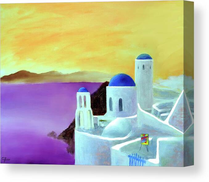 Grandeur Of Greece Canvas Print featuring the painting Grandeur Of Greece by Larry Cirigliano