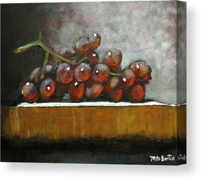 Still Life Canvas Print featuring the painting Grapes on a Block by Mike Benton
