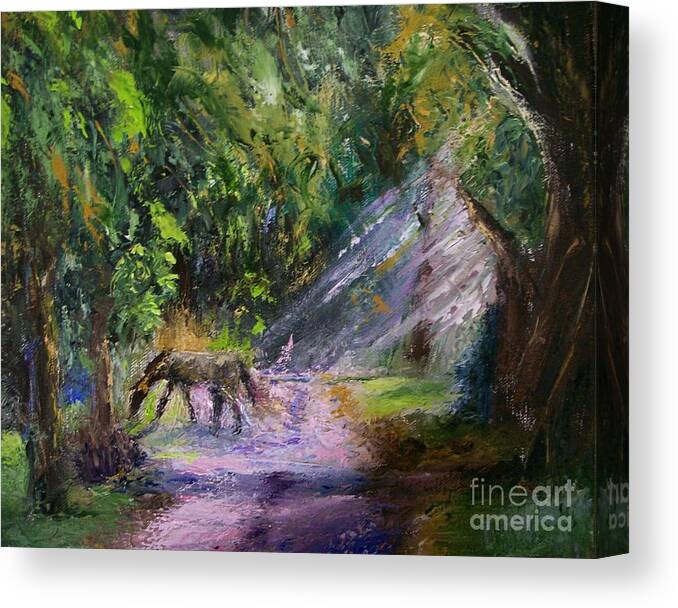 Landscape Canvas Print featuring the painting Grazin' in the Grass by Stephen King