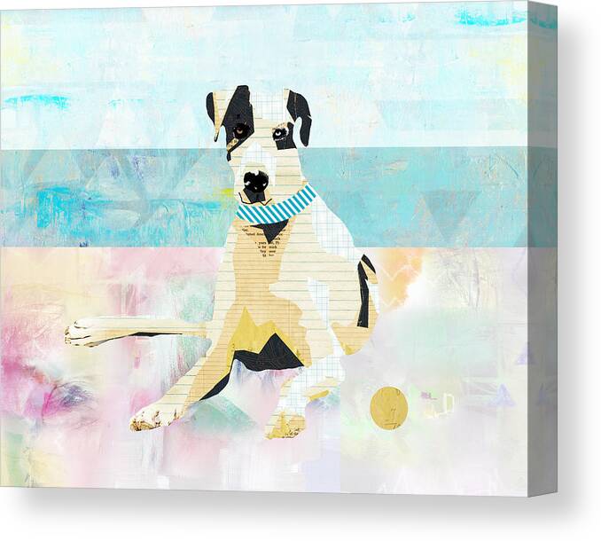 Great Dane Canvas Print featuring the mixed media Great Dane at the beach by Claudia Schoen