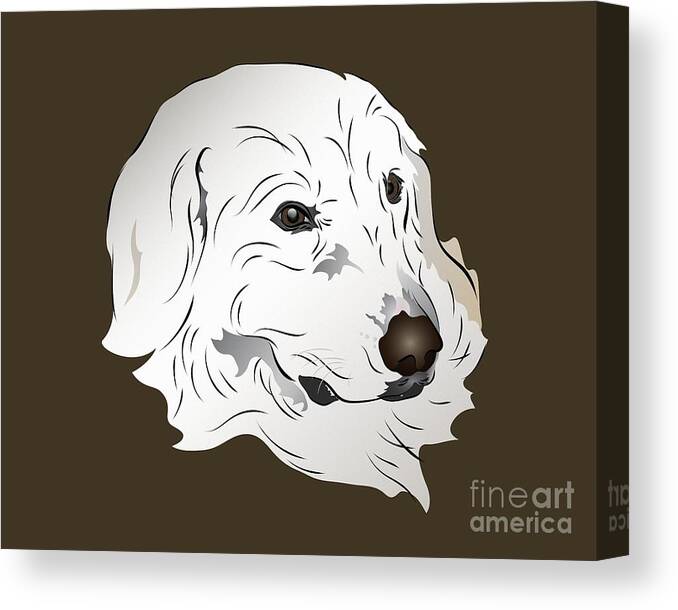 Graphic Dog Canvas Print featuring the digital art Great Pyrenees Dog by MM Anderson