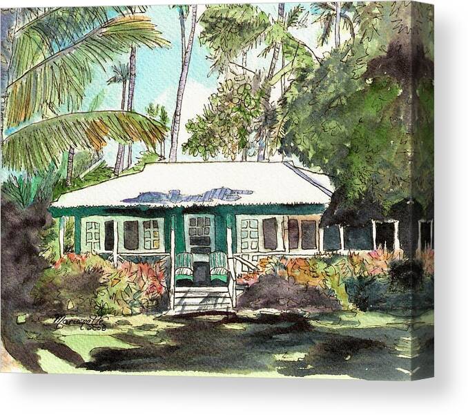 Cottage Canvas Print featuring the painting Green Cottage by Marionette Taboniar