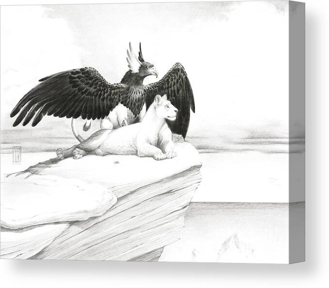 Griffin Canvas Print featuring the painting Griffin and Lioness by Melissa A Benson