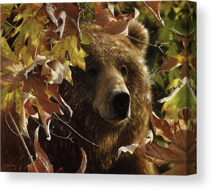 Bear Painting Canvas Print featuring the painting Grizzly Bear - Legend of the Fall by Collin Bogle