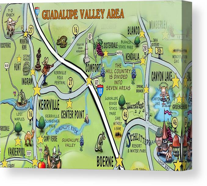 Guadalupe Canvas Print featuring the digital art Guadalupe Valley Area by Kevin Middleton