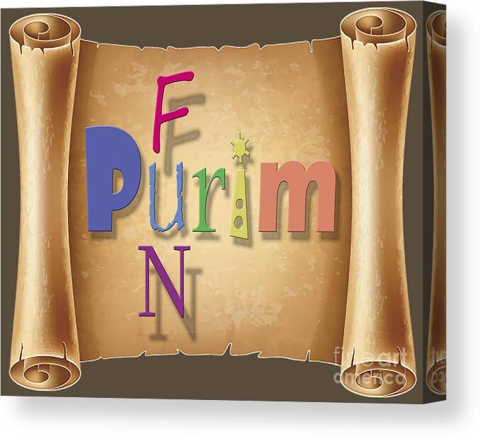 Happy Canvas Print featuring the digital art Happy joyous fun Purim by Humorous Quotes