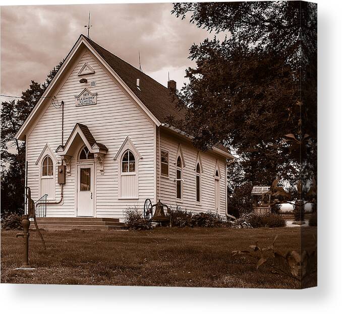 Country Schoolhouse Canvas Print featuring the photograph Harmony School by Ed Peterson