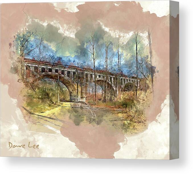 Haunted Canvas Print featuring the mixed media Haunted Bridge of Avon, Indiana by Dave Lee