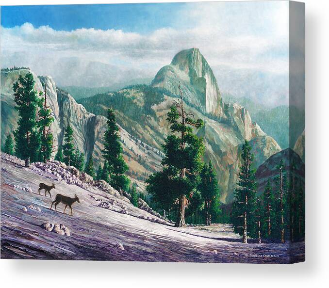 Yosemite Canvas Print featuring the painting Heading Down by Douglas Castleman