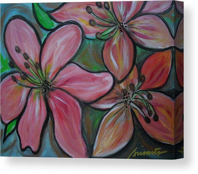 Blooms Canvas Print featuring the painting Healing Flowers by Pristine Cartera Turkus