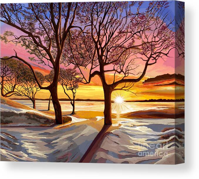Trees Canvas Print featuring the painting Heartfelt Trees at Sunset by Jackie Case