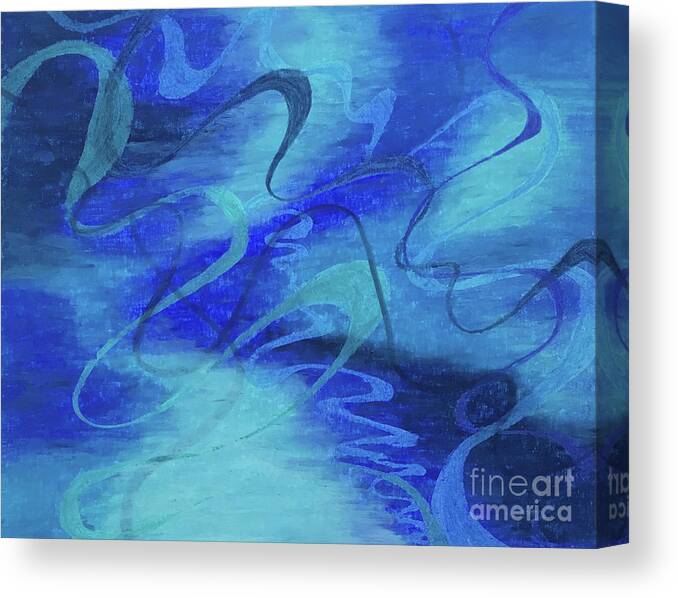 Abstract Canvas Print featuring the painting Heartsong Blue 1 by Annette M Stevenson