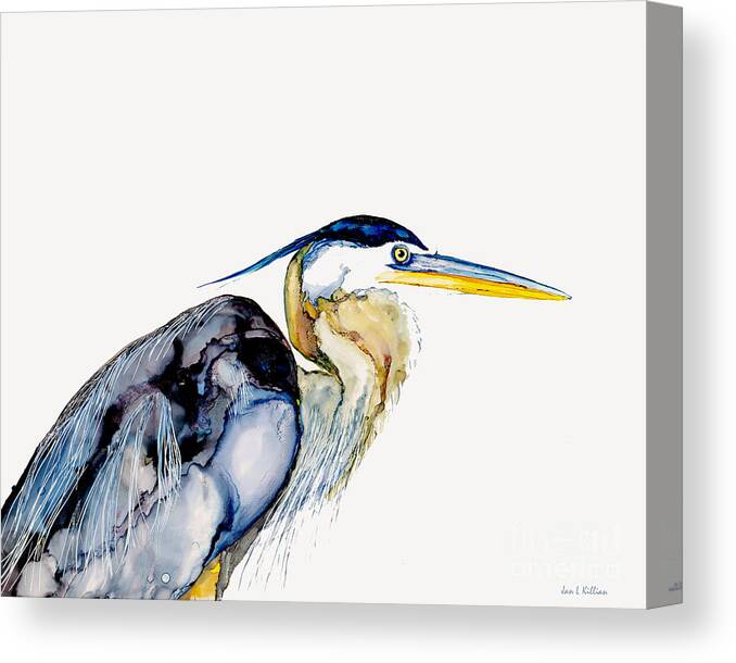 Heron Canvas Print featuring the painting Heron Freeze by Jan Killian