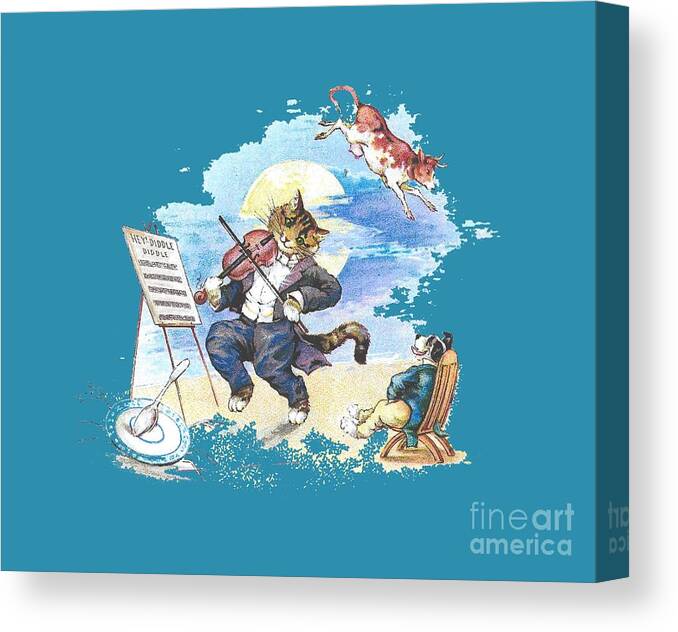 Cats Canvas Print featuring the painting Hi Diddle Diddle T-shirt by Herb Strobino