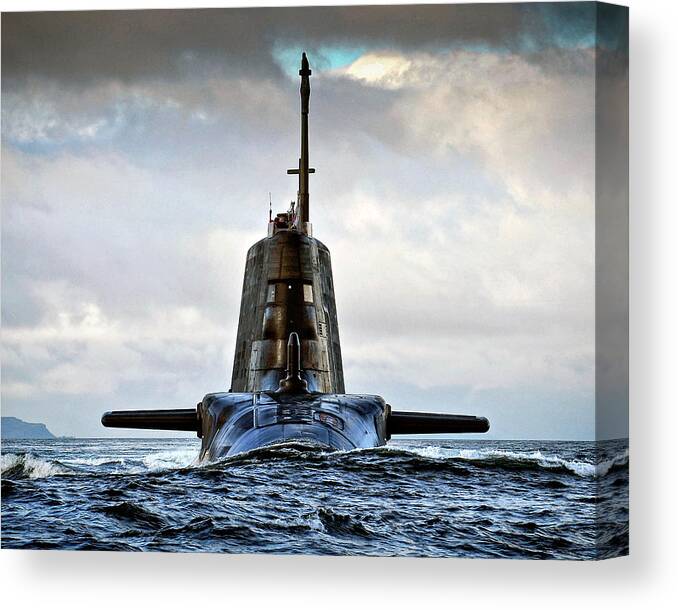 Astute Class Canvas Print featuring the photograph HMS Ambush Submarine by Roy Pedersen
