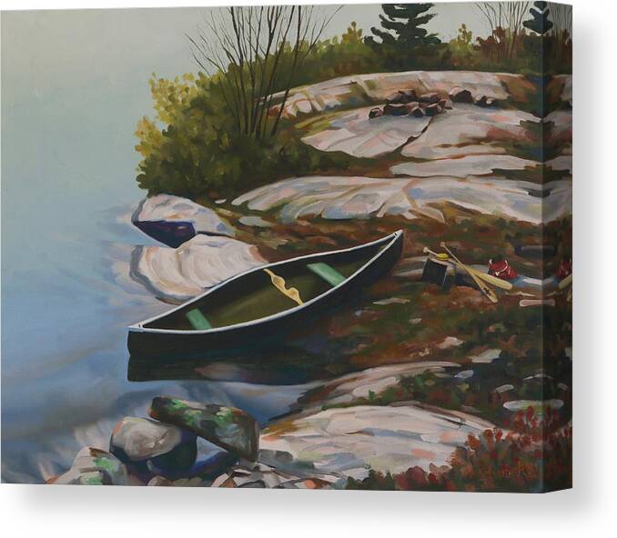 285 Canvas Print featuring the painting Home Base - Bass Lake by Phil Chadwick