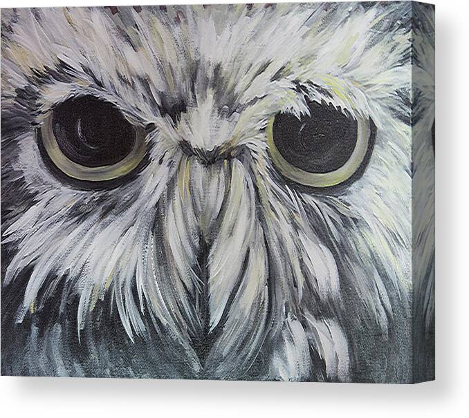 Owl Canvas Print featuring the painting Hoot by Sally Quillin