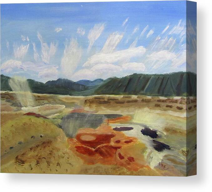 Yellowstone Canvas Print featuring the painting Hot Springs by Linda Feinberg