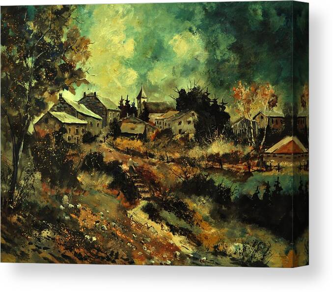 Landscape Canvas Print featuring the painting Houdremont by Pol Ledent