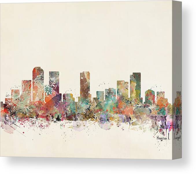 Houston City Skyline Canvas Print featuring the painting Houston City by Bri Buckley