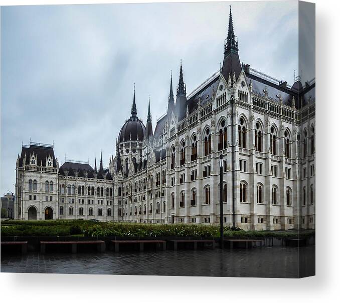 Parliament Canvas Print featuring the photograph Hungarian Parliament Budapest by Pamela Newcomb
