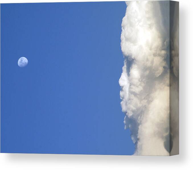 Moon Photography. Cloud Photography. Blue Sky Photography. Rain. Windy. Clear. Stormy. Sunset. Fanyasy. Twilight. Moonlight Photography. Moon. Figure . Fine Art Moon Photography. Moon Wall Art Phoptogtraphy. Cloud Greeting Card. Moon Greeting Card. Moon Photograph. Cloud Photograph. Canvas Print featuring the photograph I Am Watching You by James Steele