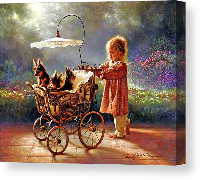 Yorkie Canvas Print featuring the painting I Love New Yorkies by Greg Olsen