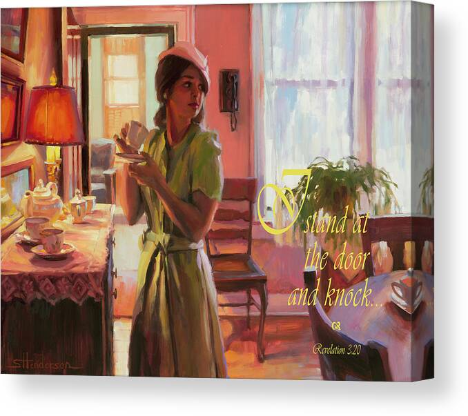 Inspirational Canvas Print featuring the digital art I Stand at the Door and Knock by Steve Henderson