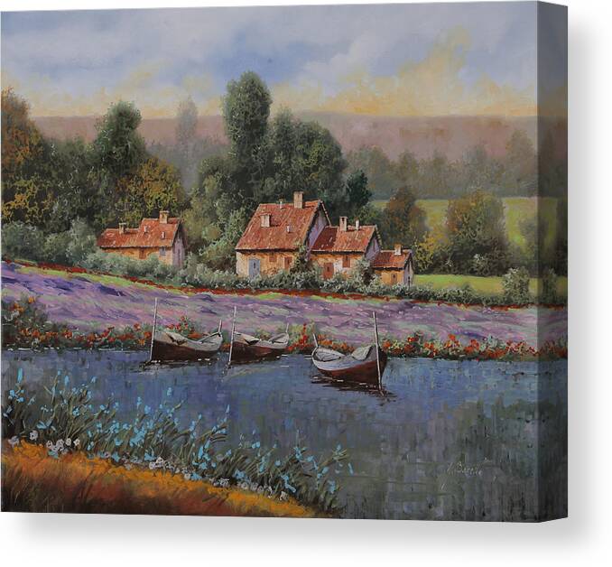 Country Canvas Print featuring the painting Il Borgo Tra Le Lavande by Guido Borelli