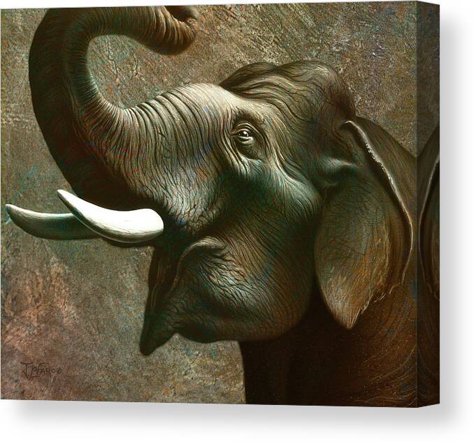 Elephant Canvas Print featuring the painting Indian Elephant 2 by Jerry LoFaro