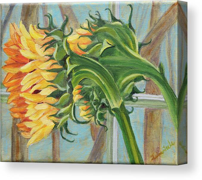 Sunflower Canvas Print featuring the painting Indoor Sunflowers by Trina Teele