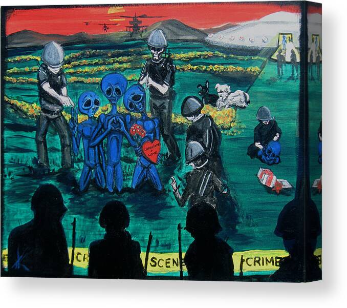Intergalactic Canvas Print featuring the painting Intergalactic Misunderstanding by Similar Alien