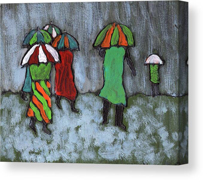 Etnic Canvas Print featuring the painting It's Raining It's Pouring by Wayne Potrafka