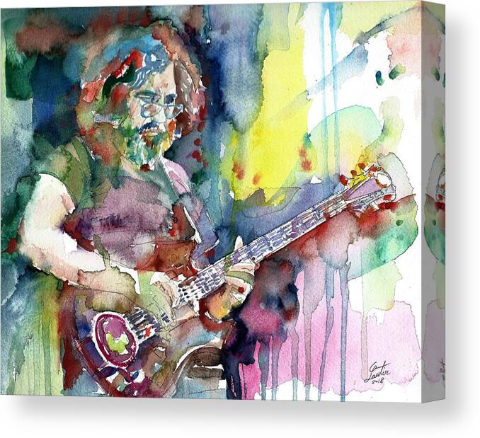 Jerry Garcia Canvas Print featuring the painting JERRY GARCIA - watercolor portrait.16 by Fabrizio Cassetta
