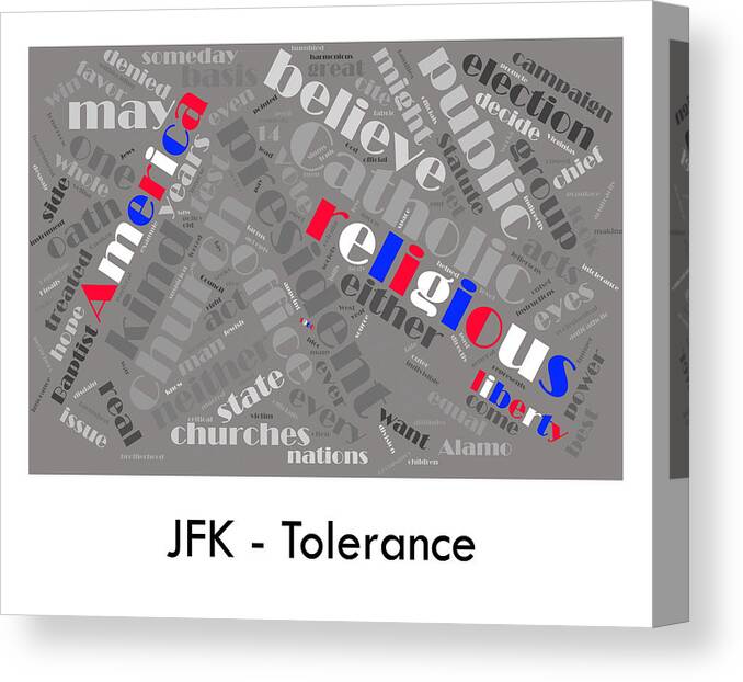 Richard Reeve Canvas Print featuring the photograph JFK - Tolerance by Richard Reeve