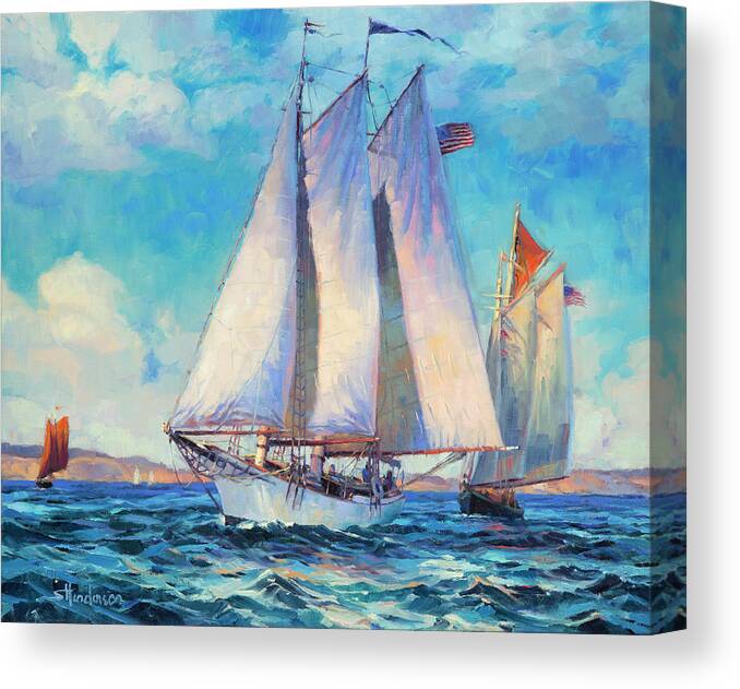 Sailboat Canvas Print featuring the painting Just Breezin' by Steve Henderson