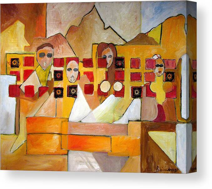 Abstract Canvas Print featuring the painting Kids in Venice by Patricia Arroyo