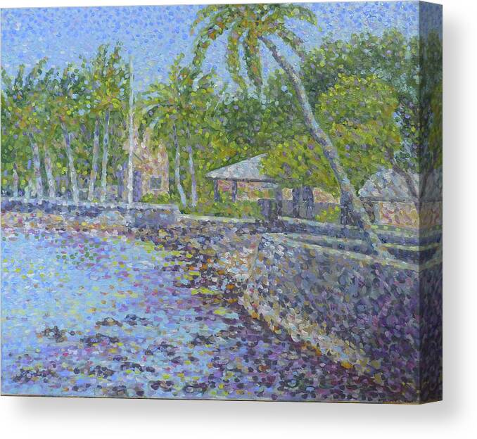 Landscape Canvas Print featuring the painting Kona Inn View by Stan Chraminski