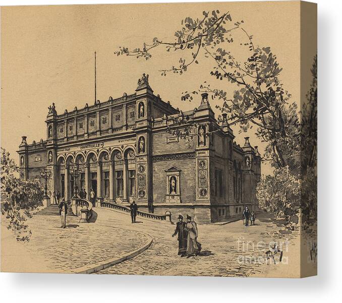  Canvas Print featuring the drawing Kunsthalle by Fritz Stoltenberg