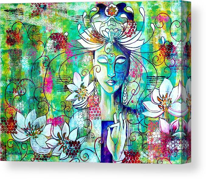 Julie-hoyle Canvas Print featuring the painting Kwan Yin by Julie Hoyle