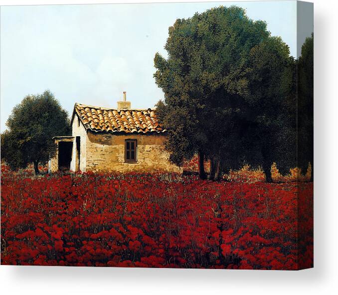 Tuscany Canvas Print featuring the painting La Masseria Tra I Papaveri by Guido Borelli