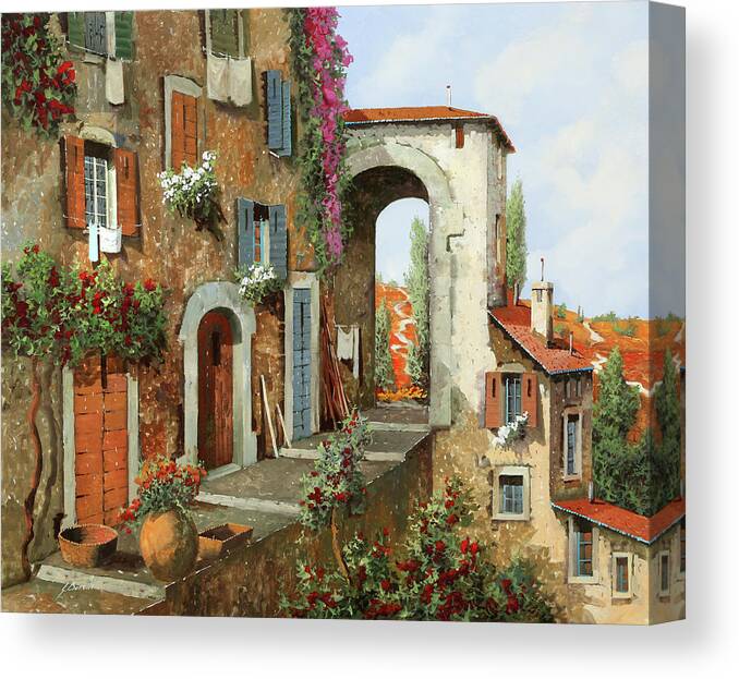Red Field Canvas Print featuring the painting La Stradina Tra I Campi Rossi by Guido Borelli