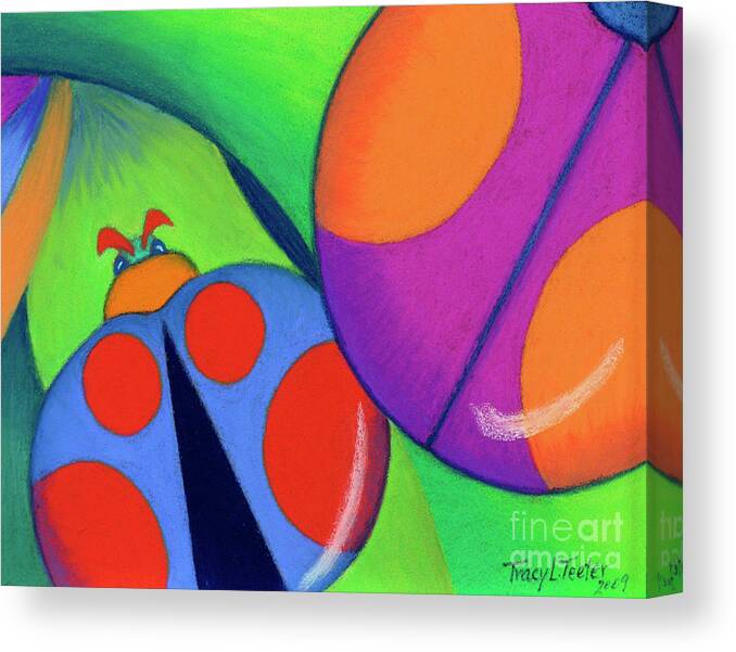 Bug Canvas Print featuring the pastel Ladies on a Leaf by Tracy L Teeter 