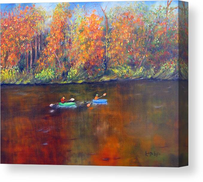 Lake Nockamixon Canvas Print featuring the painting Lake Nockamixon Autumn by Loretta Luglio